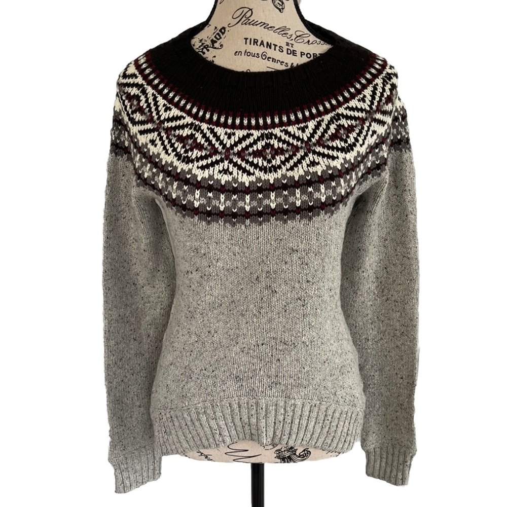 Gray Twill Fairisle Sweater small GH Bass